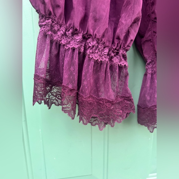 SOLD Free People Forever Young Bloomer Pants Lace Red Burgundy Precious Wine L - Picture 9 of 10